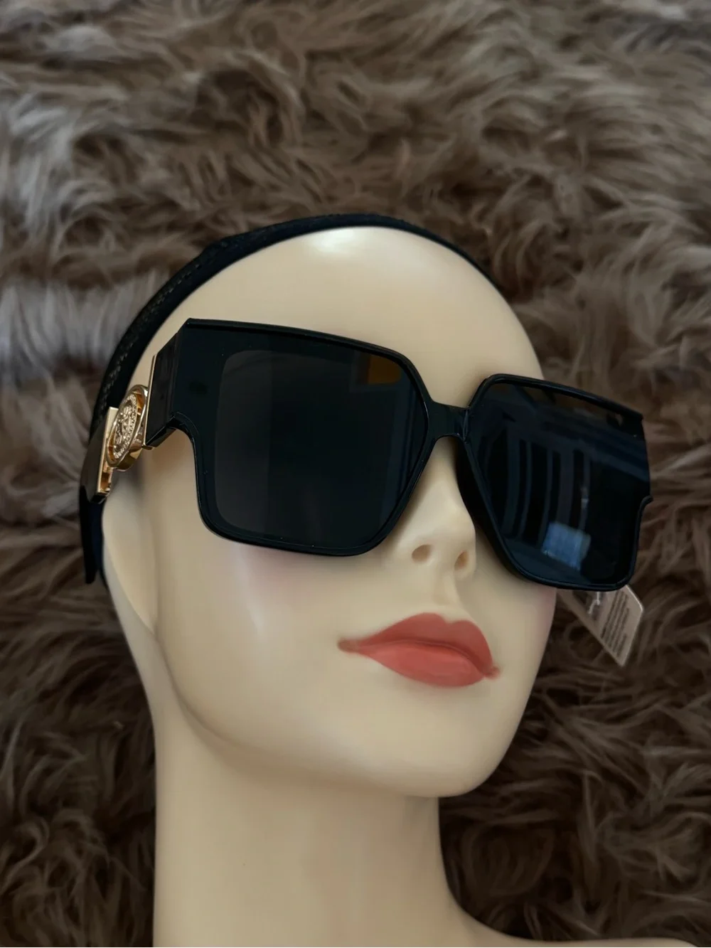 Futuristic sunglasses oversized celestial with gold sun on sides